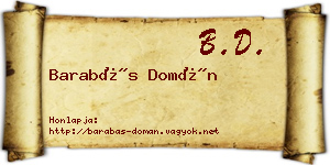 Barabás Domán névjegykártya